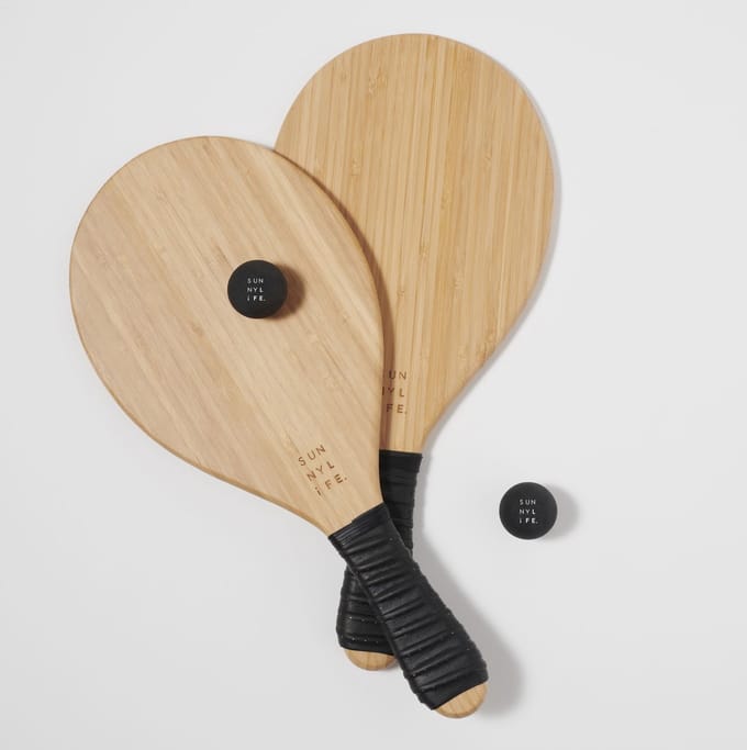 Sunnylife - Outdoor Games Bamboe Paddels Set Natural - Bamboe - Bruin