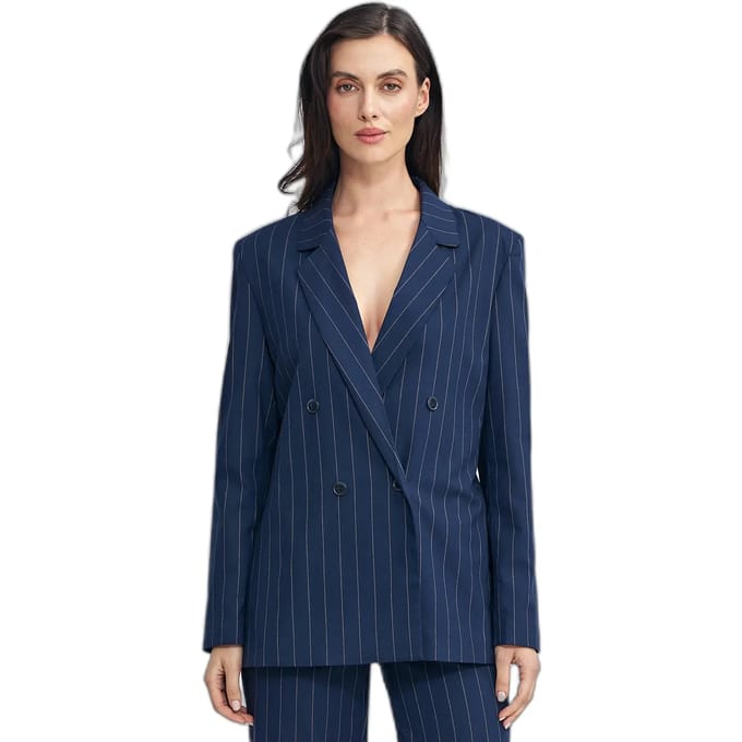 Dames oversized knoopblazer Nife Striped