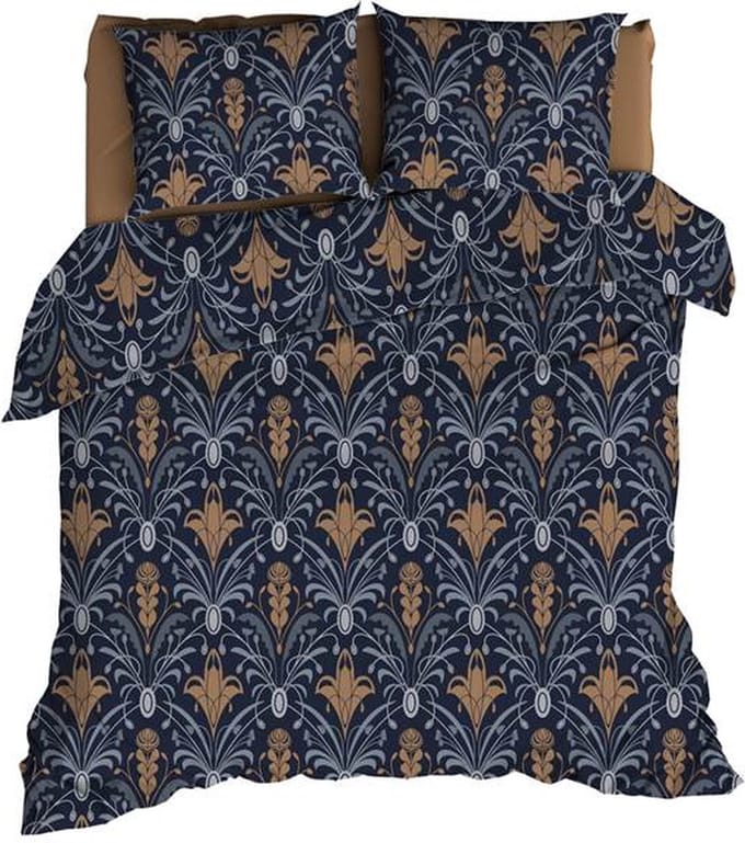 Satin d'Or Belgravia Dekbedovertrek - Extra breed - 260x200/220 cm - Blauw/Terra
