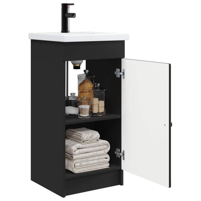 vidaXL - Badkamer - Vanity - met - Wastafel - Zwart - 42 - x - 40 - x - 84,5 - cm
