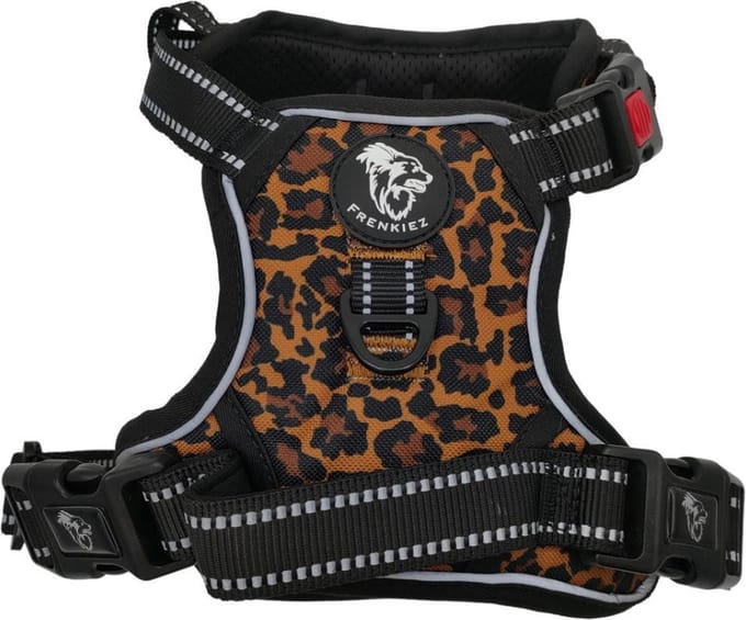 Frenkiez reflective Y Harness comfort hondentuig Dark leopard Maat M