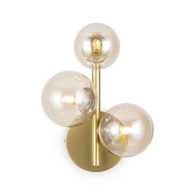 Maytoni wandlamp Dallas, goud/helder 3-lamps glas hoogte 25,5 cm