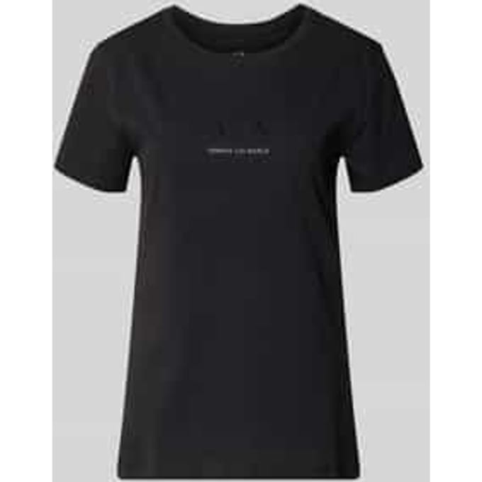 Rhinestone Embellished Round Neck Short Sleeve T-Shirt Wo - Black