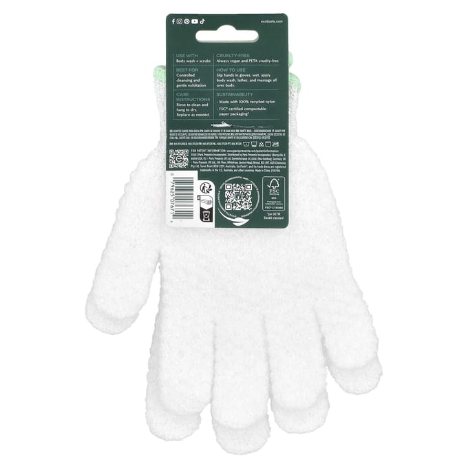 Zachte Bad- + Douchehandschoenen met Avocado-olie, 1 paar white