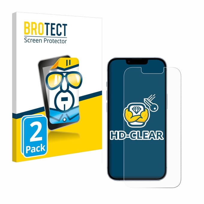 BROTECT - Screenprotector voor Apple iPhone 14 - Folie Beschermfolie transparant 2 Stuks