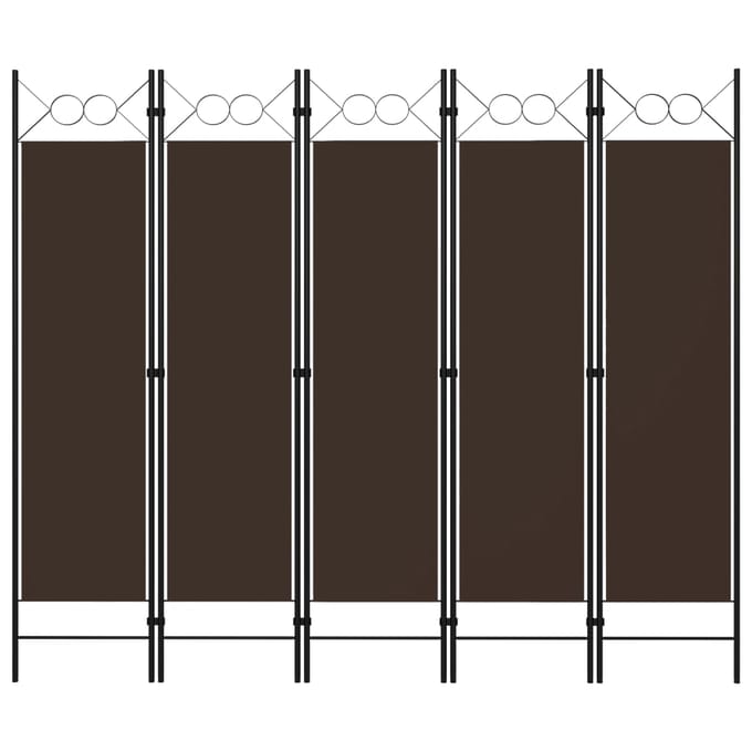 vidaXL - Kamerscherm - met - 5 - panelen - 200x180 - cm - bruin