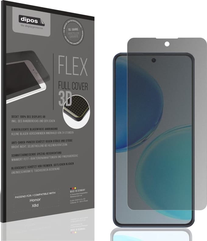 dipos FLEX – Matte Privacy Screenprotector geschikt voor Honor X8d | Volledige Schermbescherming | Case-Friendly