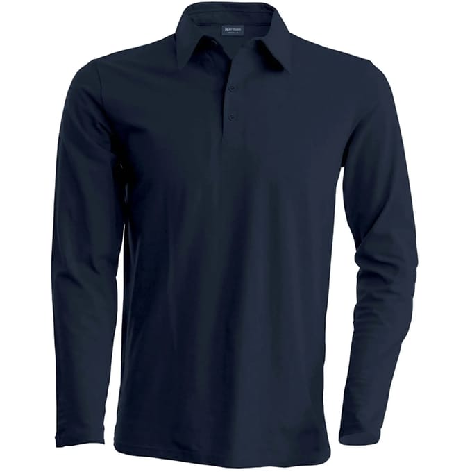 Herenpoloshirt met knopen en lange mouwen Donkergrijs - L
