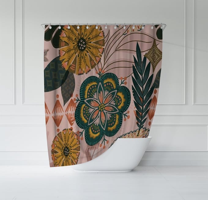ATTREZZO® Douchegordijn Bloemen - 180x180 cm
