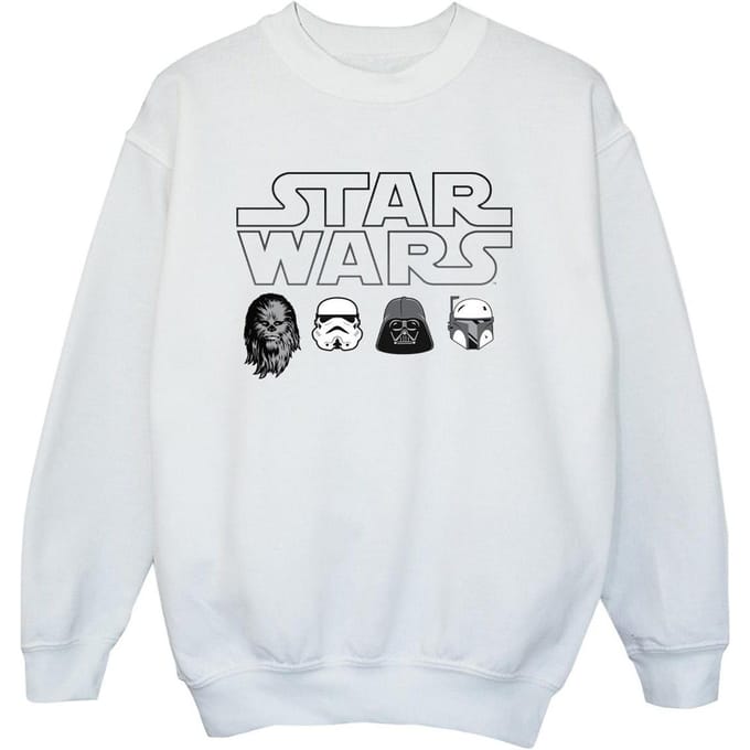 Star Wars Jongens Sweatshirt met Karakterhoofden (Wit)