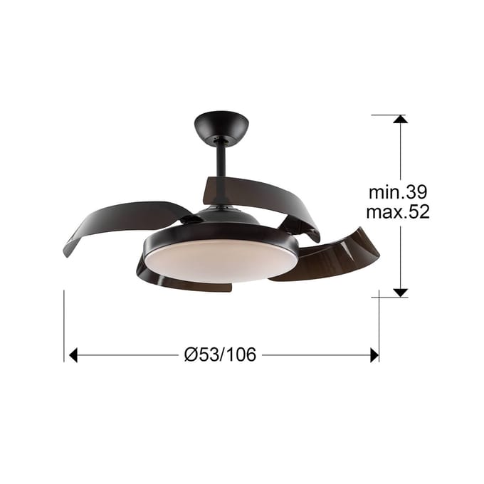 Schuller Valencia Plafondventilator Enzo met LED dimbaar, CCT zwart
