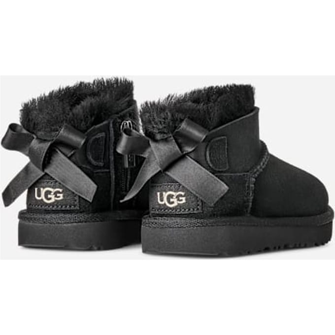 UGG® Ultra Mini Bailey Bow Boot in Black, Size 6, Polyester/Wool
