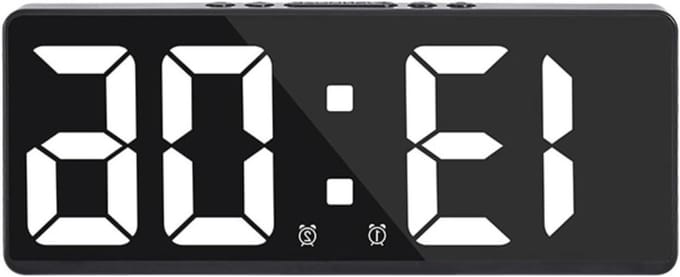 Digitale Wekker - Nachtkastje Klok - Wakker Worden - Groot Helder Display - 16 cm Breed - Wit