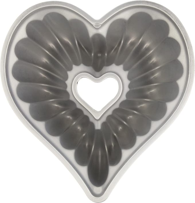 Elegante hart vormige bundt pan van aluminium, 10 kop