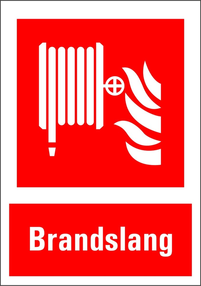 Brandslang sticker met tekst 210 x 297 mm