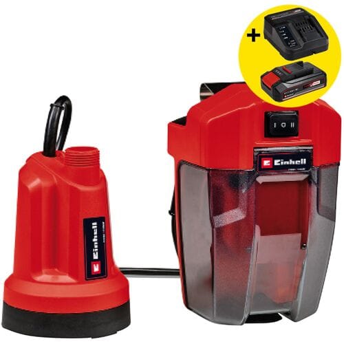 Einhell Accu Dompelpomp GE-SP 18 LL Li Solo - Power X-Change - 18 V/Li-Ion - 4.500 l/u - Max. opvoerhoogte: 8 m - Max. dompeldiepte: 4 m - Afzuigend tot: 1 mm - Stroomkabel: 5 m - Excl. accu en lader