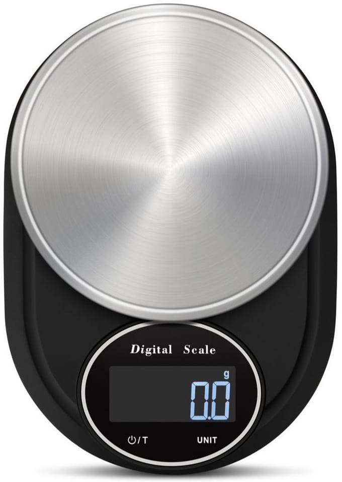 Digitale keukenweegschaal 2kg / 0,1g RVS Zwart / zilver