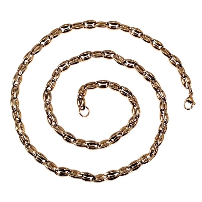 60cm x 6mm Koffieboon Ketting - Verguld RVS - Schakelketting Unisex