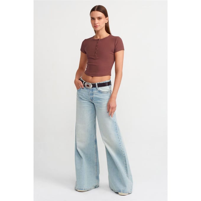 Dames Cropped Slim-fit Rondhals T-shirt