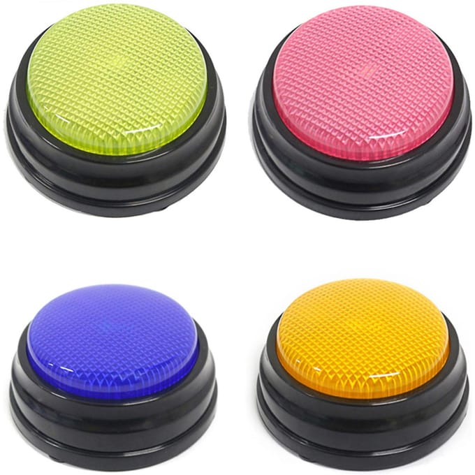 Opneembare spreekknop met led-functie Leermiddelen Zoemers Blauw Type2- 4pcs veelkleurig