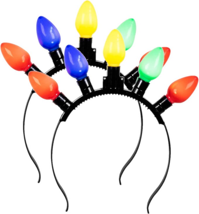 Boland party Verkleed diadeem/haarband - 2x - feestlampjes - volwassenen - Carnaval