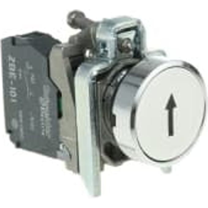 Schneider Electric Harmony push button complete with spring return and flat touch Oppervlak in Wit with Zwart arrow 1xno xb4ba3341
