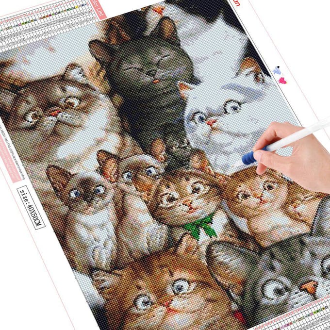 Peinture Diamant Chat Forage Complet Diamant Rond Broderie 5D DIY Image Strass 20X30CM gray