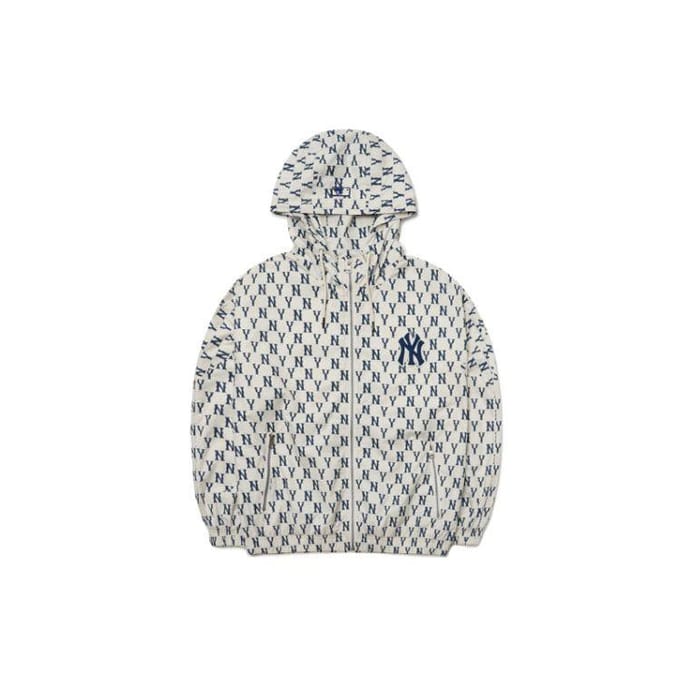 Veste MLB Basic Logo New York Yankees Imprimé All Over Coupe Ample Veste Unisexe Crème 3AWJM0121-50CRS S white