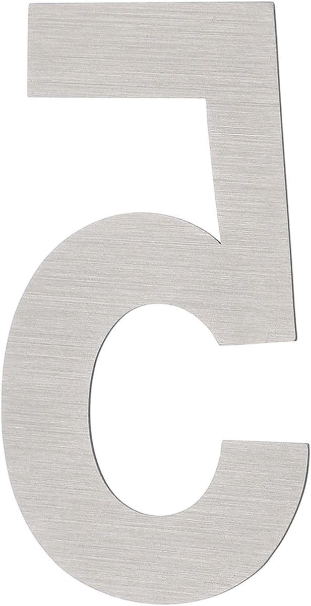 Moderne RVS Huisnummers 5 - Zelfklevend Adresnummer voor Buitengebruik, Mailbox en Deur - 5 x 3.8 cm