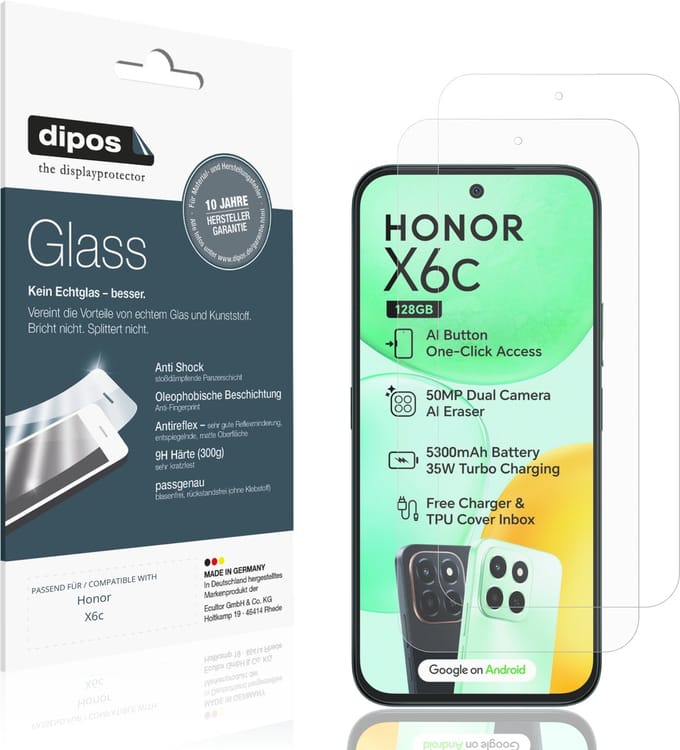 dipos – 2x Matte Pantserfolie geschikt voor Honor X6c | 9H Screenprotector