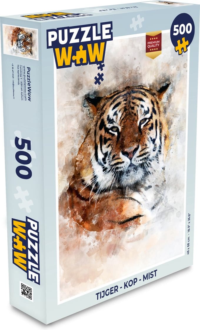 Puzzel Tijger - Kop - Mist - Legpuzzel - Puzzel 500 stukjes
