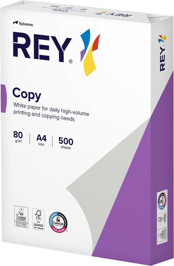 Doos Kopieerpapier Rey Copy A4 80gr wit 5 x 500vel