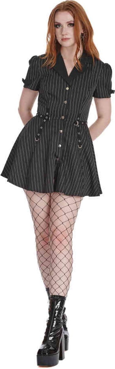 Banned - Black Core Button Up Korte jurk - M - Zwart/Wit