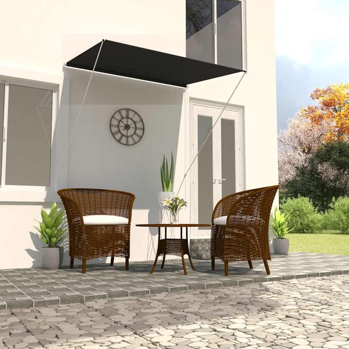 vidaXL - Luifel - uittrekbaar - 150x150 - cm - antraciet