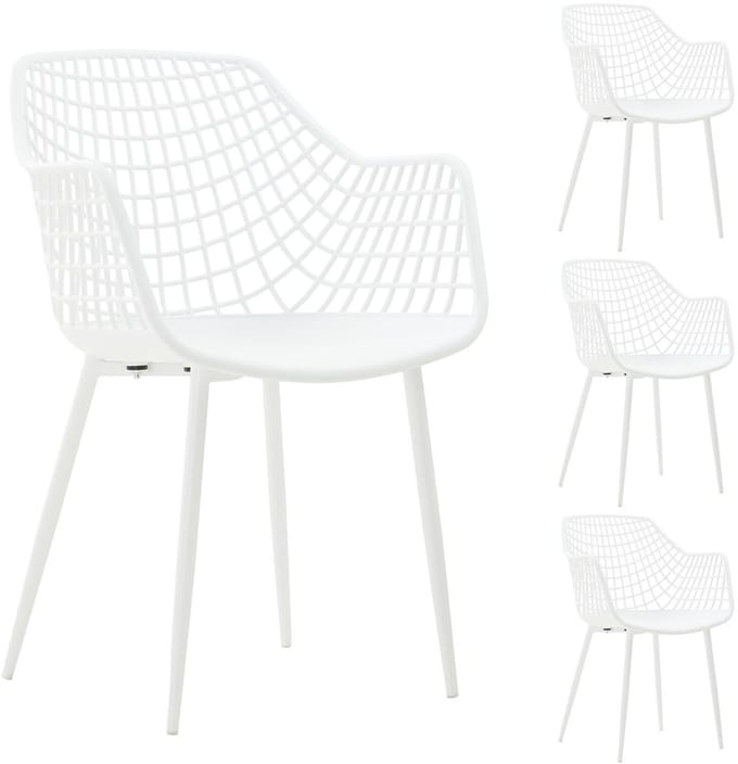 Tuinstoelen LUCIA, set van 4, van kunststof - wit