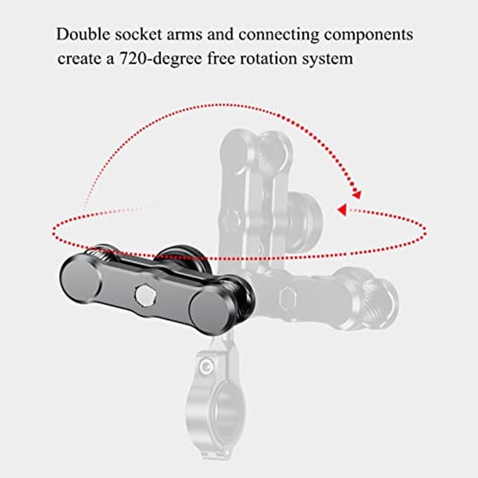 Anti-diefstal dubbele sokkel arm van aluminiumlegering voor 1 inch kogelhouder