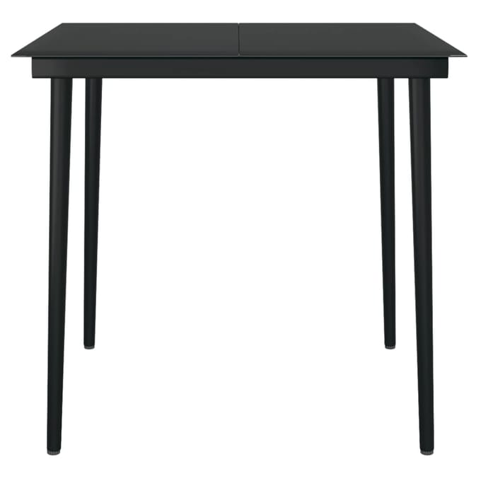 vidaXL - Tuintafel - 80x80x74 - cm - staal - en - glas - zwart