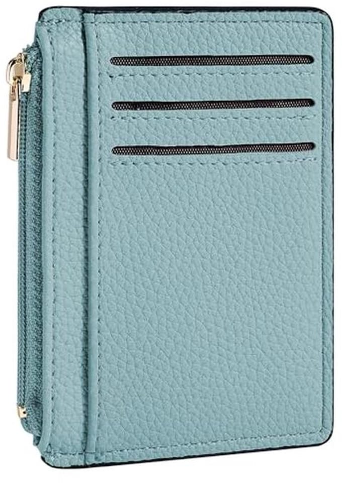 Compact RFID Blocking Card Holder for Women - Slim Minimalist Wallet with ID Window