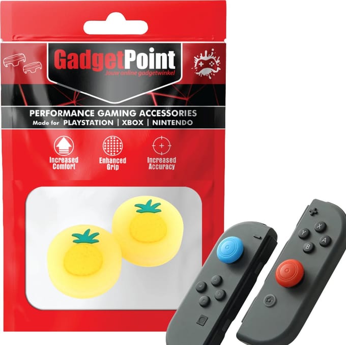 Gadgetpoint - Thumb Grips voor Nintendo Switch Joy-Con Controllers - Gaming Thumbgrips - Performance Anti-Slip Thumbsticks - Bescherming Accessoires - Fruit - Ananas geel
