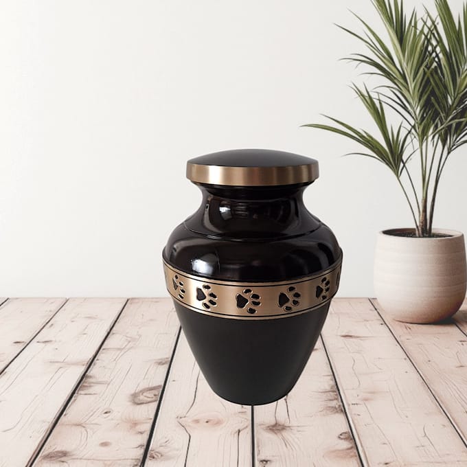 Dieren Urn - Verdeel Urn - Avalon Black Paw Prints 14491