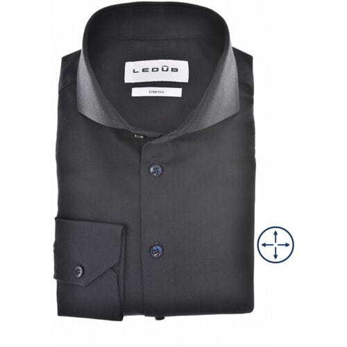 Ledûb Overhemd Solid Color Four Way Stretch Navy / male