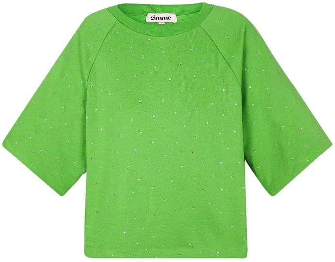 Moderne Oversized Katoen Vrouwen T-shirt - Groen - Maat S
