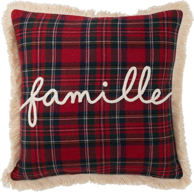 J-Line kussen Ruit Famille - polyester - rood/groen