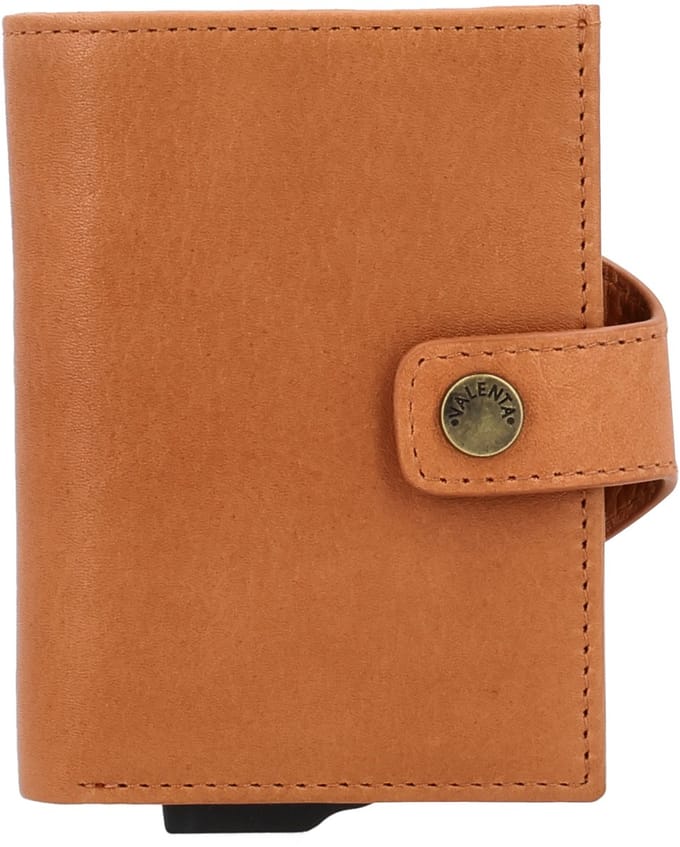 Valenta - Echt Leren Portemonnee - Pasjeshouder Uitschuifbaar - Tan Bruin - max 12 pasjes, briefgeld en muntgeld - RFID NFC - incl. Luxe Cadeaubox