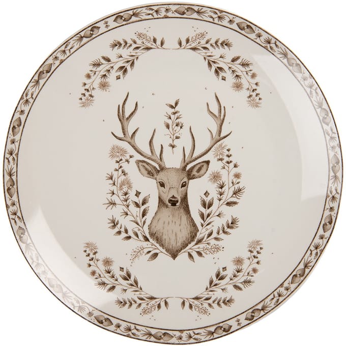 Clayre & Eef Dinerbord Ø 26x2 cm Beige Porselein Hert