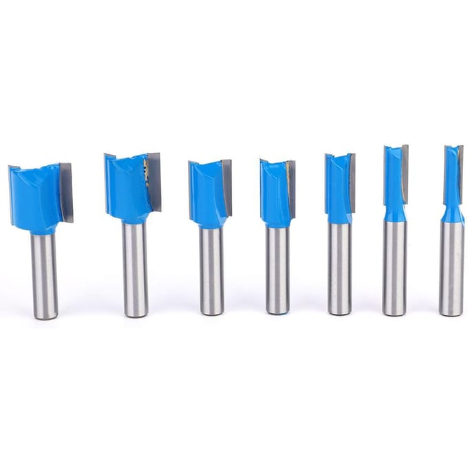 7 Stuks Houtbewerking Routerbit Recht Dubbele Spiraal YG8 Legering Routerbit 8mm