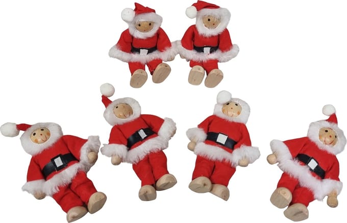Poppenhuis poppetjes buigpop Kerstman - 6 buigpopjes
