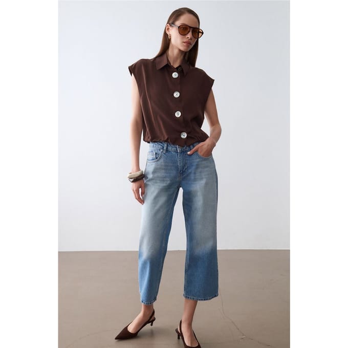 Mouwloze Tencel Crepe Blouse