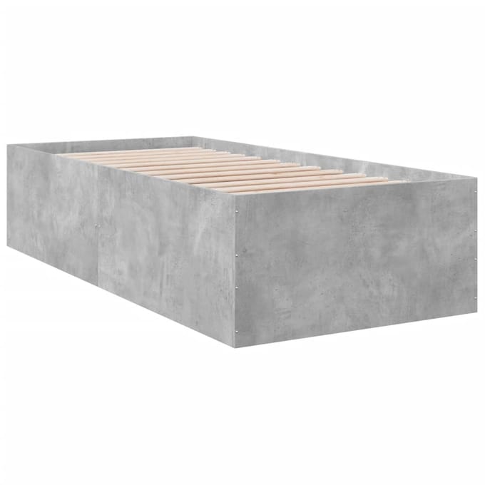 vidaXL - Bedframe - bewerkt - hout - betongrijs - 100x200 - cm