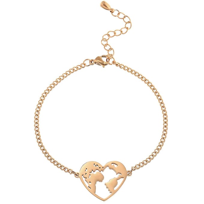 Victorious Dames Armband Roségoudkleurig – Roségoudkleurig Hart Wereld – 14 t/m 18cm